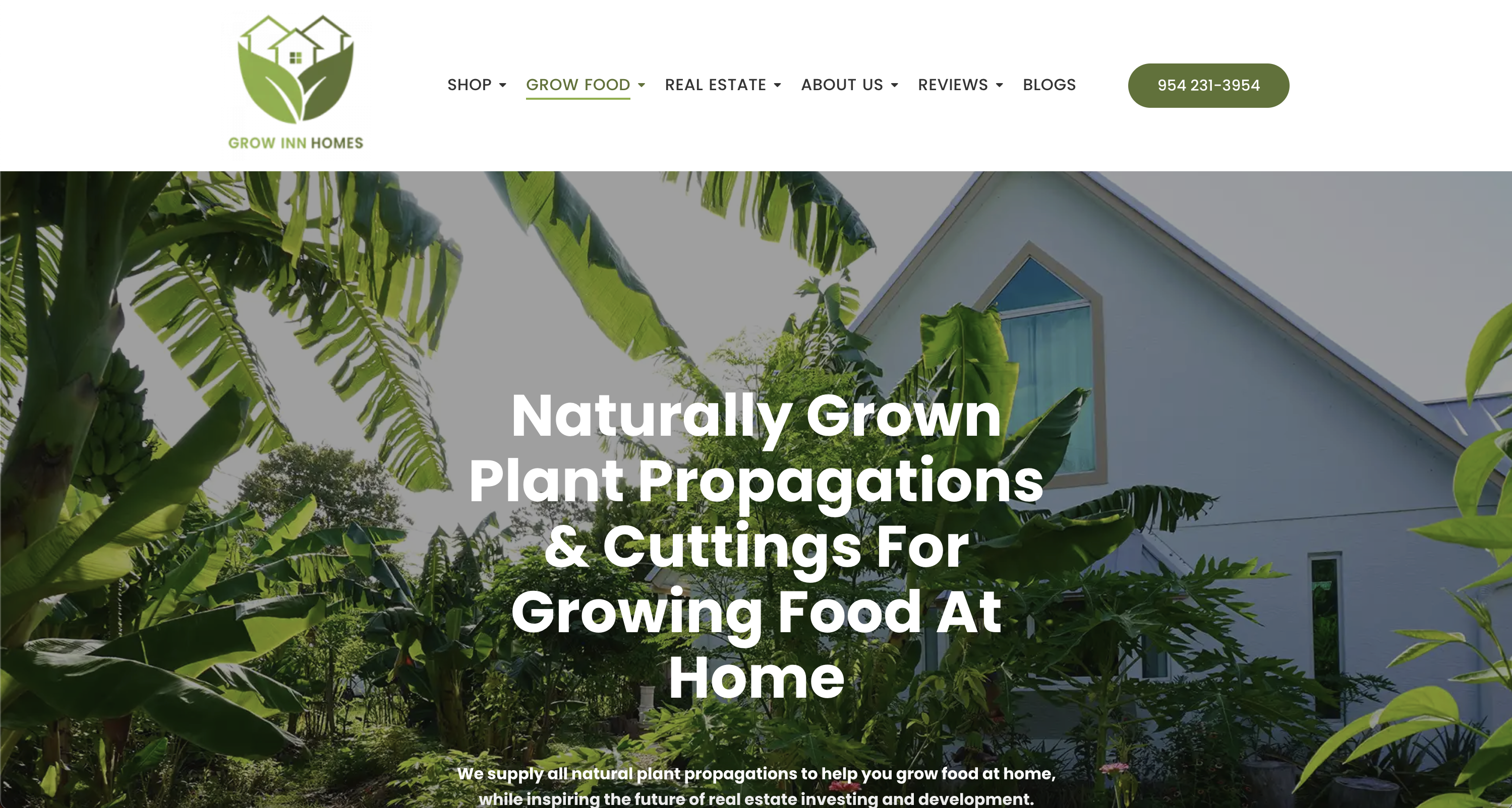 Grow Inn Homes website homepage