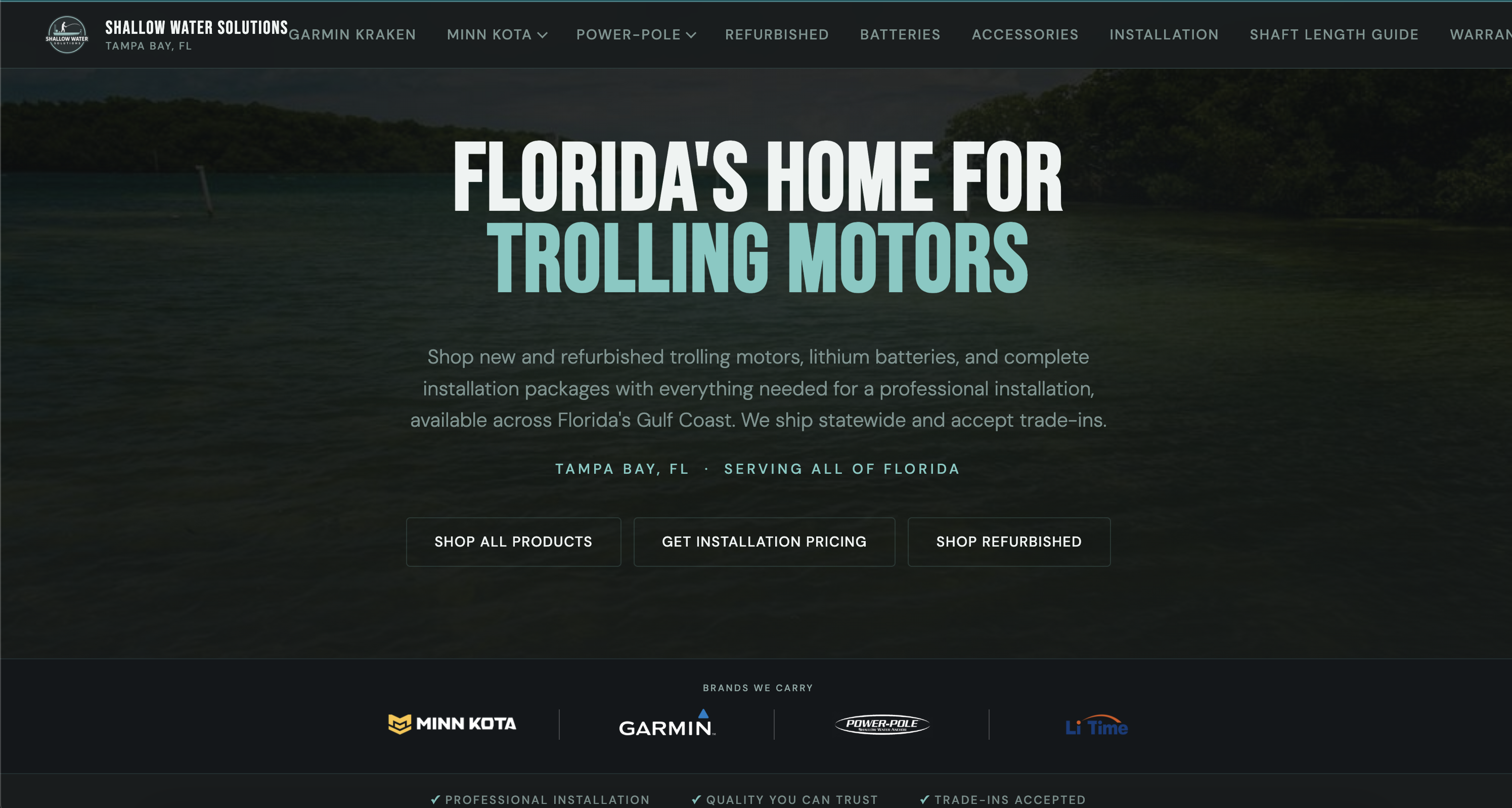 Shallow Water Solutions FL website homepage