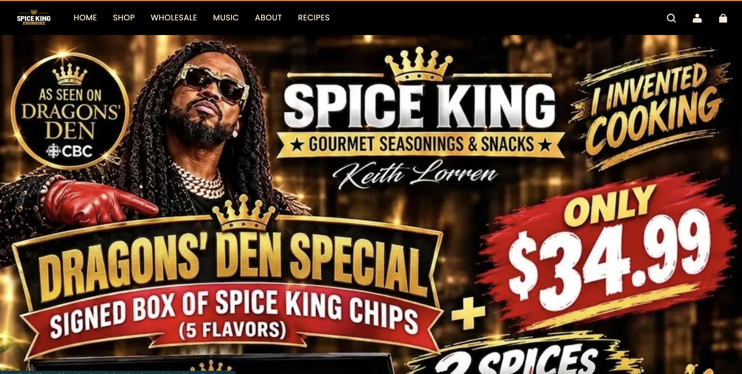 Spice King World website homepage