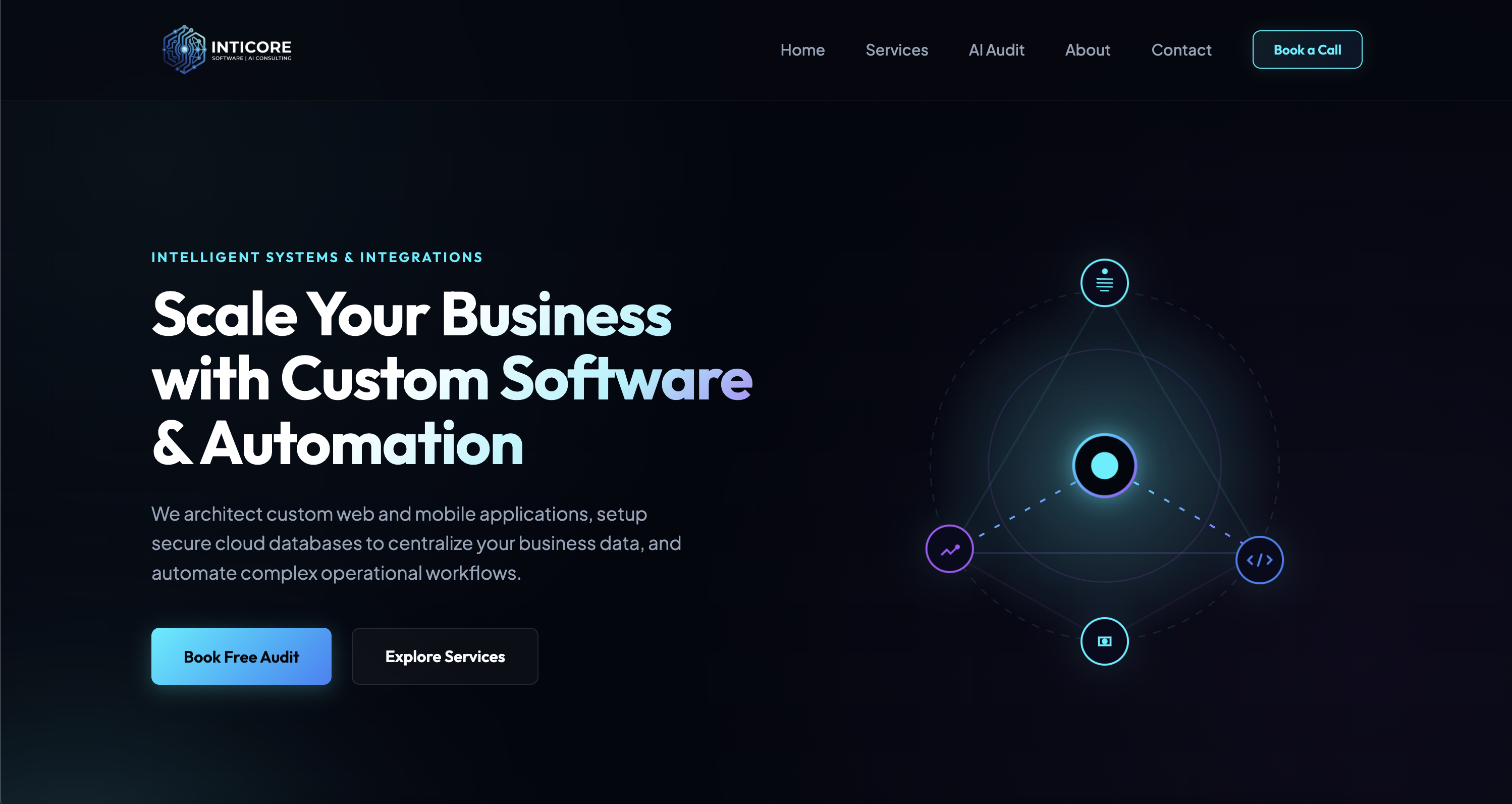 Inticore website homepage