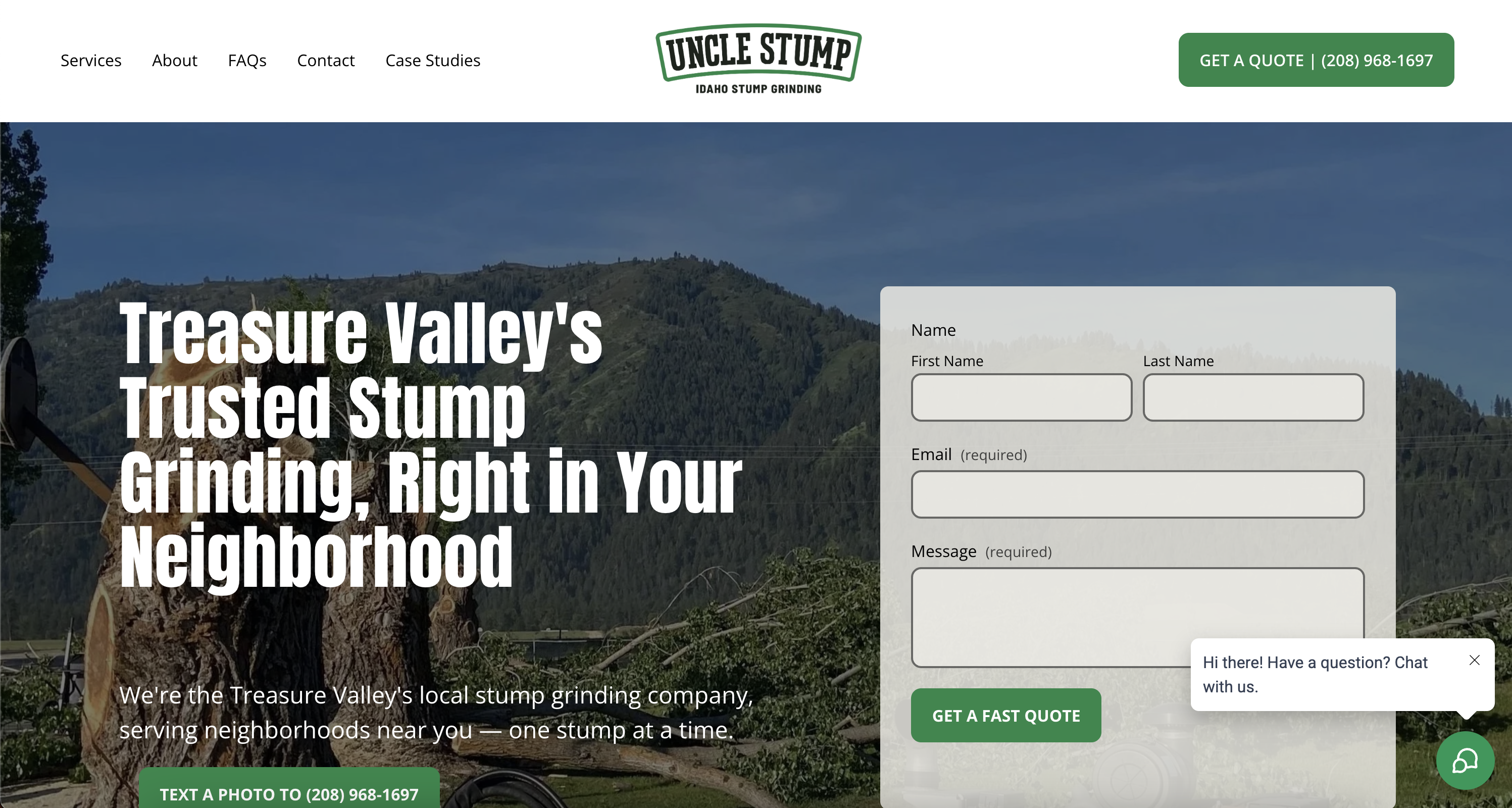 Uncle Stump Grinding website homepage